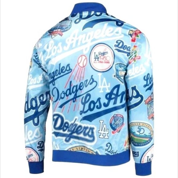 Dodgers Los Angeles Blue MLB Satin Baseball Jacket Royal California World Series - Picture 2 of 2